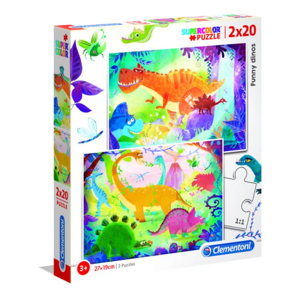 2 20 piece jigsaw puzzles - Funny Dinos
