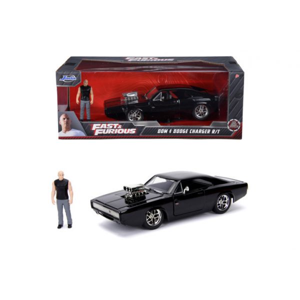 Fast &amp; Furious 1970 Dodge Charger 1:24 scale die-cast, with figure, freewheeling action, opening parts
