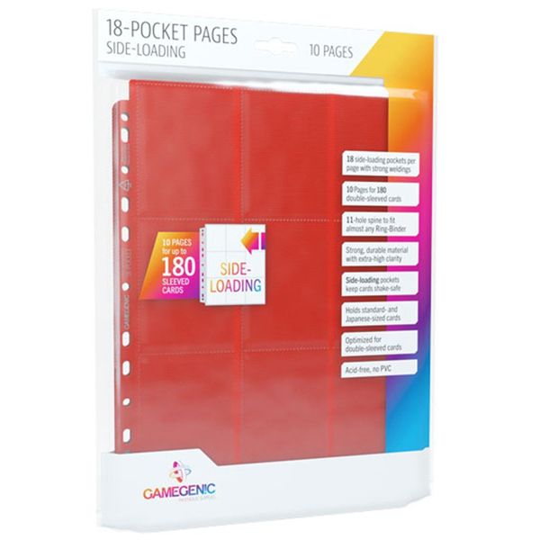 Pack of 10 Pages 18 Pockets Sideloading Red