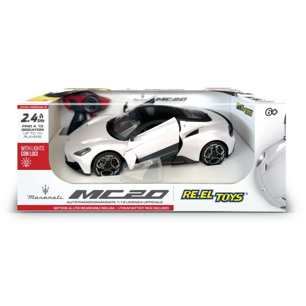 MASERATI MC20 Sc.1:12 - RC 2.4GHz - with front and rear lights - Realistic interiors 2 assorted colors - With lithium battery + usb charging cable + batteries for the transmitter included