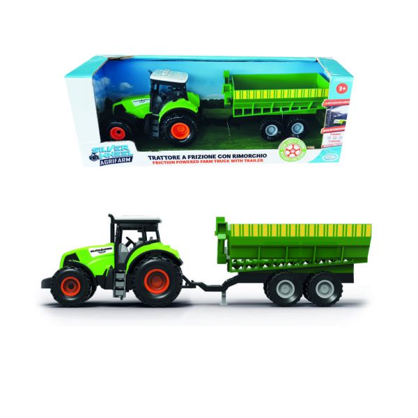 Silver Wheel - Tractor with accessory for collecting wheat with friction, with lights and sounds measures 27*6*6 cm.