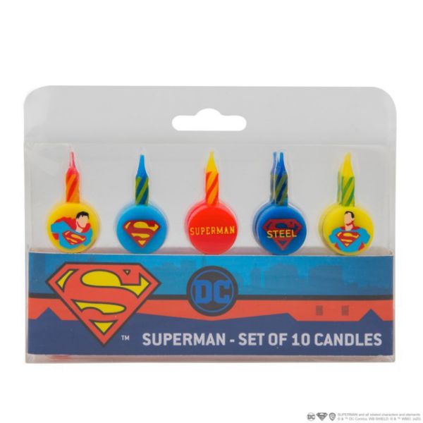 Set di 10 Candeline con il logo Superman - DC Comics