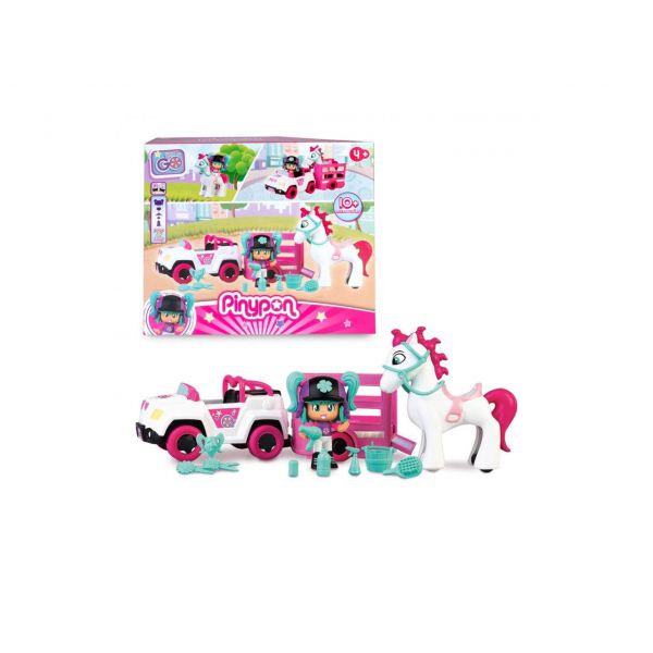 PINYPON Let&#39;s Go! - Car with trailer and horse