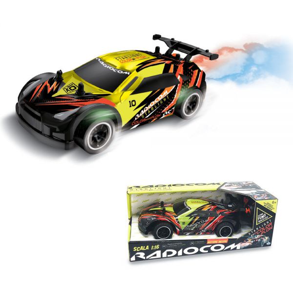 Radiocom - Starlight Color Flow sc.1:16 size: 28*12.5*8 cm. RC 2.4 Ghz 7 functions, UNDERBODY LED LIGHTS with 3 effects selectable by controller EXHAUST SMOKE EFFECT, demo function, batteries included