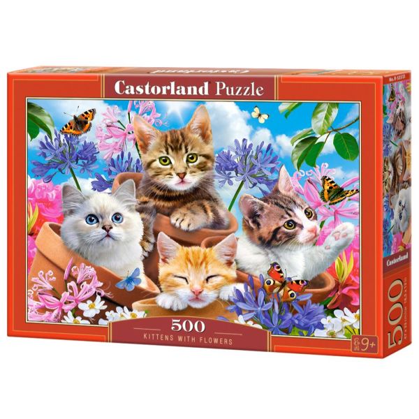 Puzzle da 500 Pezzi - Gattini con Fiori