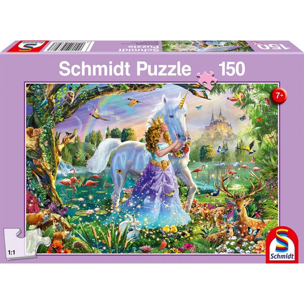 Puzzle da 150 Pezzi - Principessa con Unicorno e Castello
