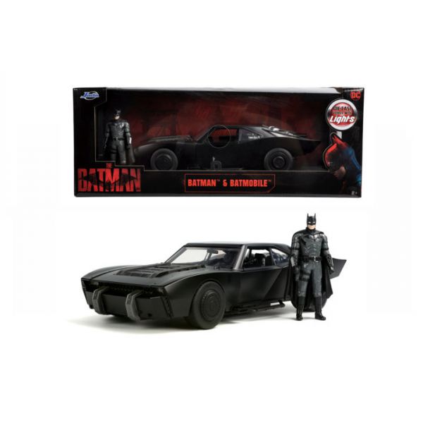 The Batman 2022 1:18 scale Batmobile with die-cast Batman figure, lights