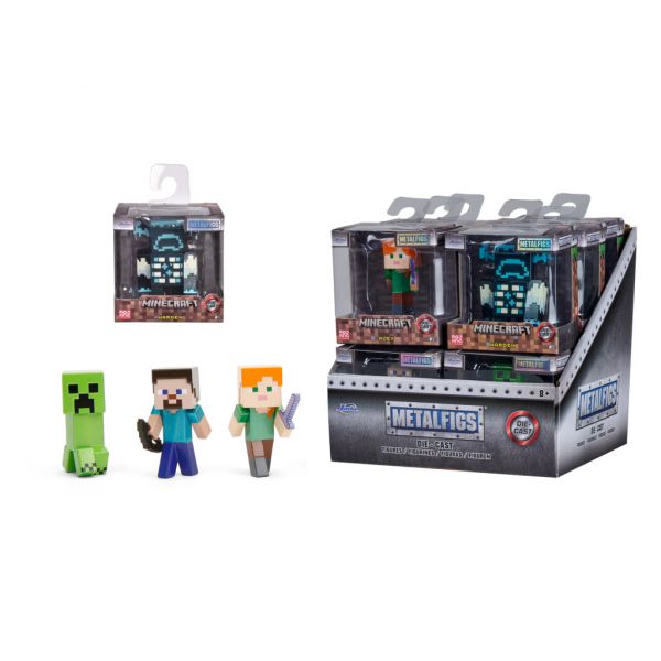 Minecraft character cm.6,5 pop culture stylized character in display 12 pcs. Display contains 3pcs x Steve, Alex, Crepper, Warden