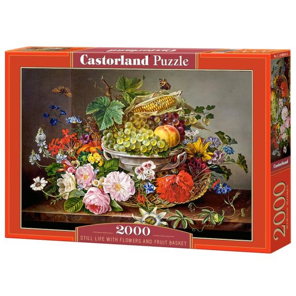 Puzzle da 2000 Pezzi - Natura Morta con Fiori e Cesto di Frutta