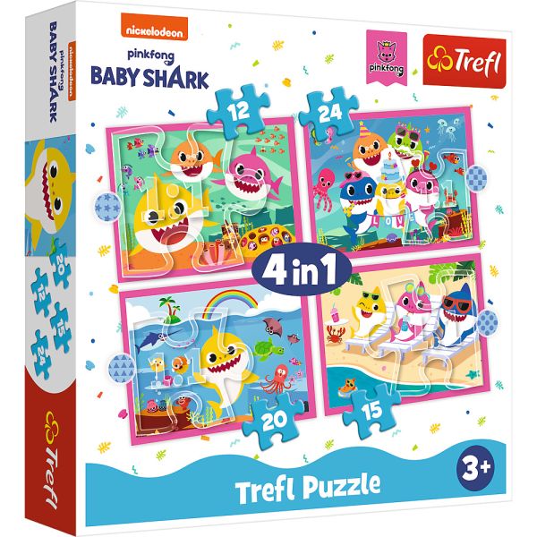 4 Puzzle in 1 - Baby Shark: Family of Sharks