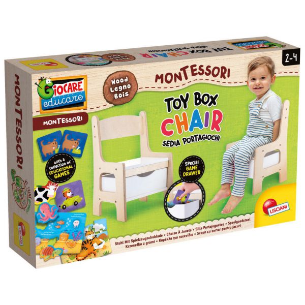 MONTESSORI WOOD TOY BOX CHAIR