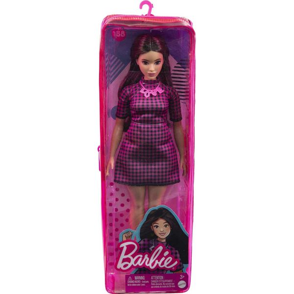 Barbie - Fashionistas: Capelli Neri, Vestito a Quadri Rosa e Neri