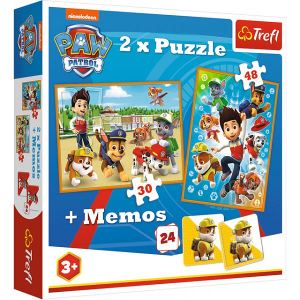 2 Puzzles in 1 + Memos - Paw Patrol to the Rescue