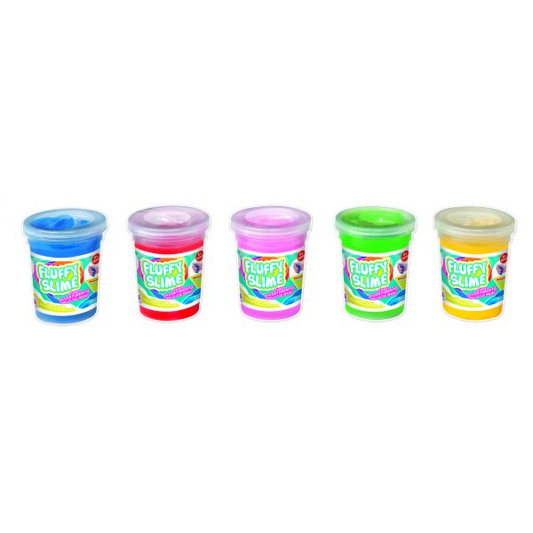 Vasetto 30 gr. Fluffy slime dsp 12 pz  4 colori 4 ass,.