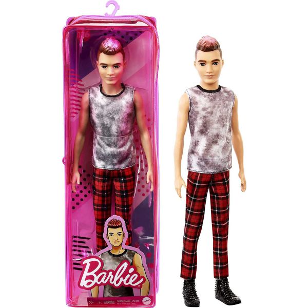 Barbie - Fashionistas: Ken Capelli con Punte Rosa e Pantaloni Scozzesi
