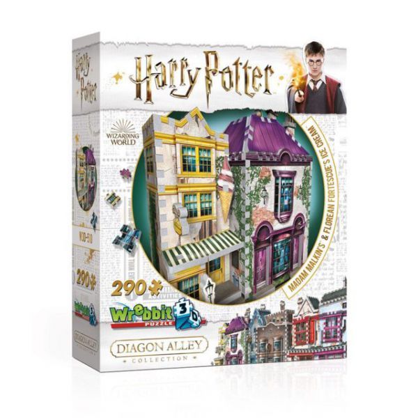 Boutique Madam Malkin?s e Gelateria Florean Fortescue - Farmacia Slug e Jiggers - Wrebbit 3D puzzle - Harry Potter