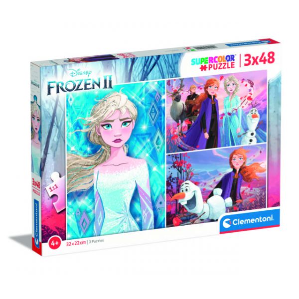 3 Puzzle da 48 pezzi - Supercolor: Frozen 2