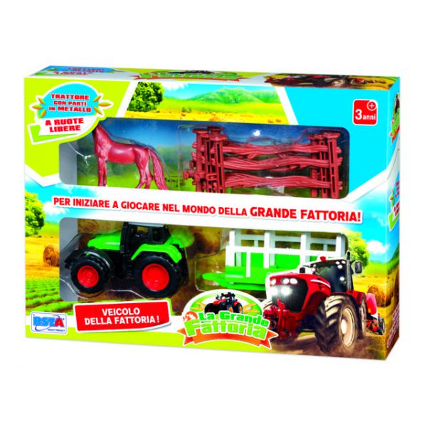Trattore fattoria con carro +animale+recinto