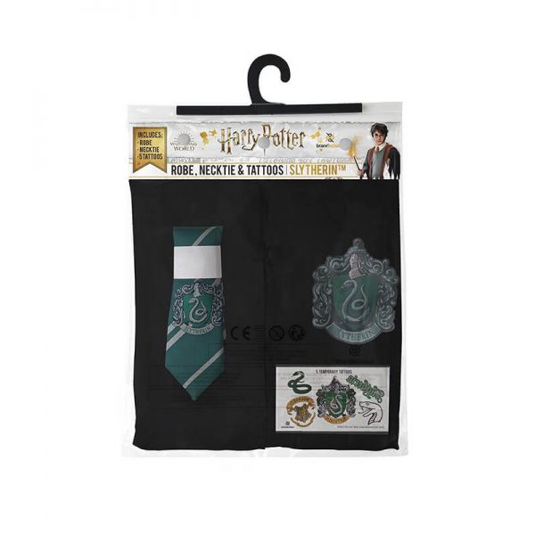 Pacchetto costumi Serpeverde : abito di stregone + cravatta + 5 tatuaggi - Harry Potter