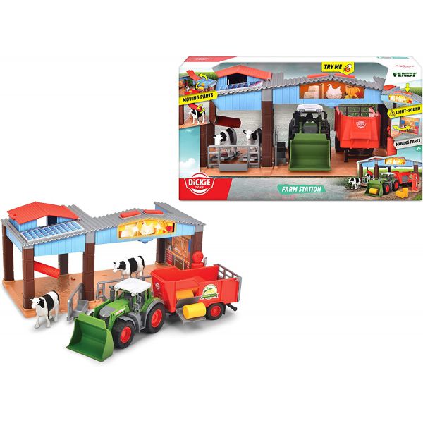 Dickie - Farm Station lights and sounds with 30 cm tractor and accessories