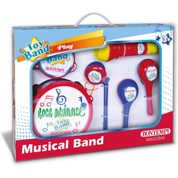 Assorted musical kit consisting of: 1 drum, 2 castanets, 1 tambourine, 1 microphone, 1 harmonica and 2 cymbals