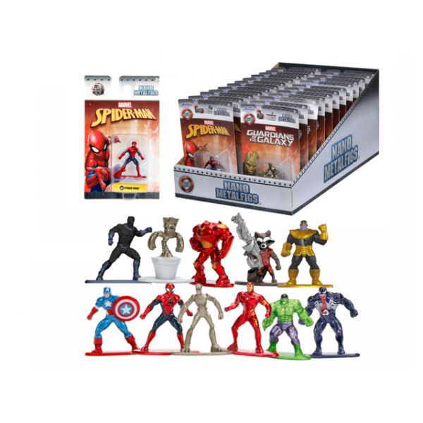 Marvel character die cast cm. 4, 11 asst. in display 24pcs.