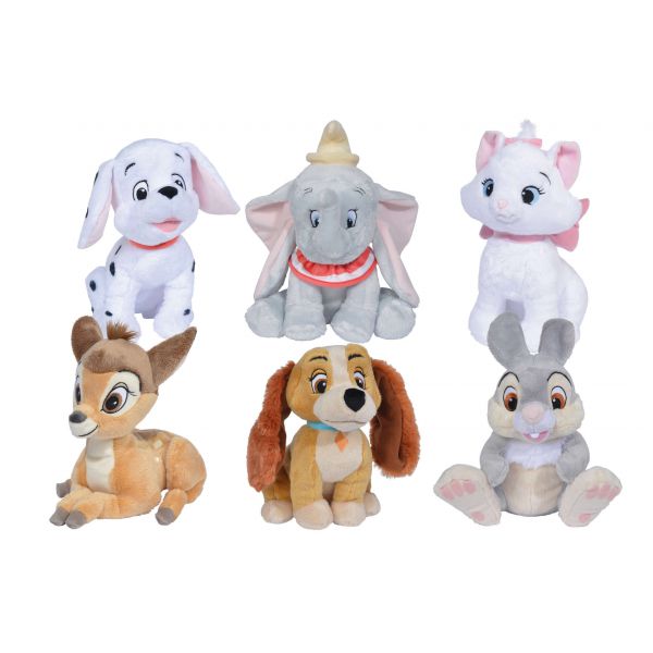 Classic Animals characters cm.25 - 6 asst (Bambi, Dumbo, Minou, Thippete, Lilly, Dalmatian)
