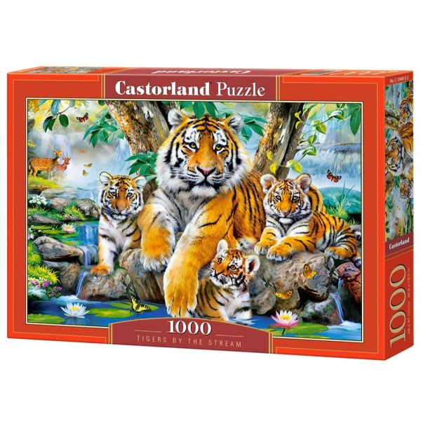 Puzzle da 1000 Pezzi - Tigri Vicino al Ruscello