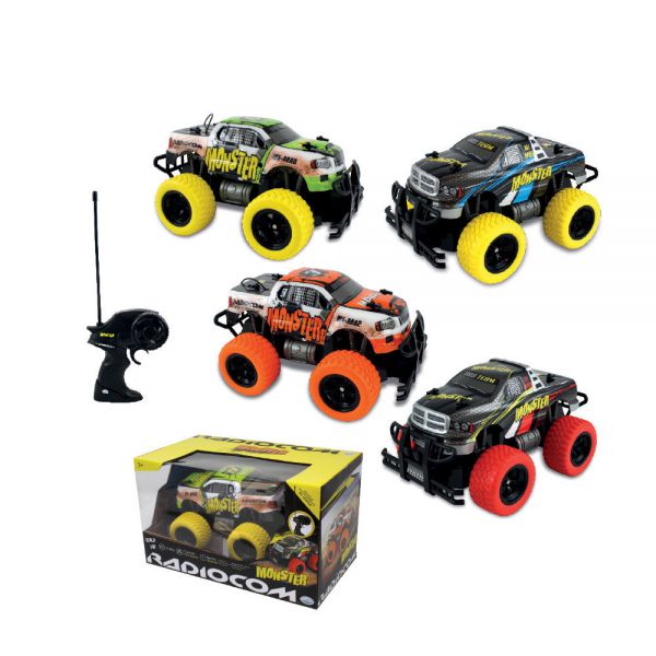 Radiocom - Pick Up Monster Car 1:18 scale, RC 27 MHz with bumper, colored wheels batteries not included