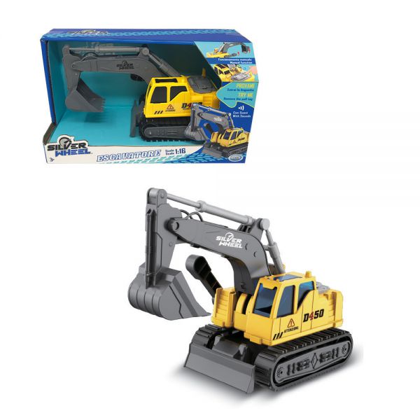 Silver Wheel - Friction excavator product size 23*9.5*13 cm with lights and sounds and manual bucket operation