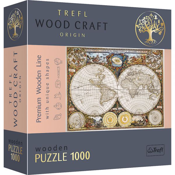 Puzzle da 1000 Pezzi Woodcraft - Antica Mappa del Mondo