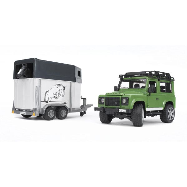 Land Rover Defender Station Wagon with Trailer and 1 Horse