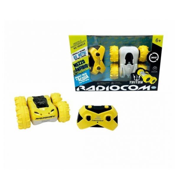 Radiocom - Triton Anfibio RC half amphibian measures 15*15*8 cm. RC 2.4 Ghz, 7 functions playing time 15-20 minutes, CAN GO INTO THE WATER, speed 8km/h, remote control 20m. 3.7 V vehicle battery included