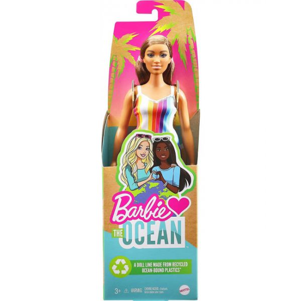 Barbie - Loves the Ocean: Castana con Abito a Righe