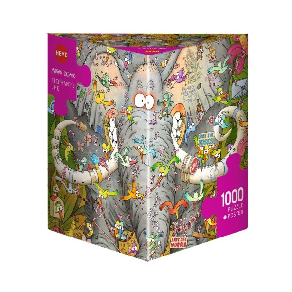 Puzzle 1000 pz Triangolare - Elephant's Life, Degano