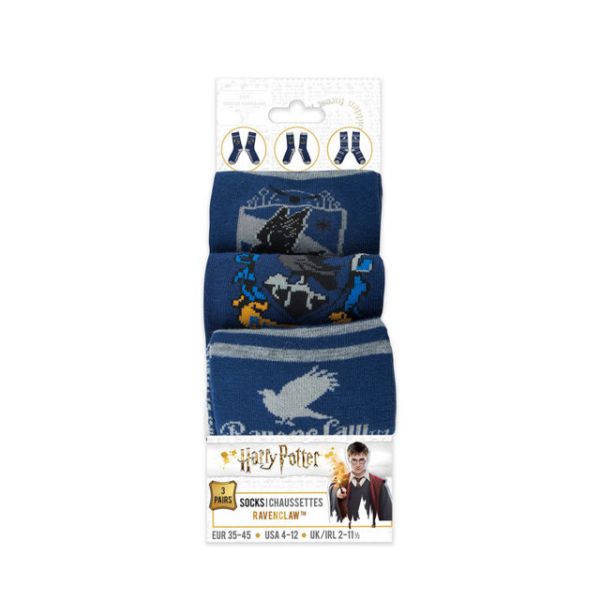 Set of 3 pairs of Ravenclaw socks - One size - EU 37 to 46 - Harry Potter