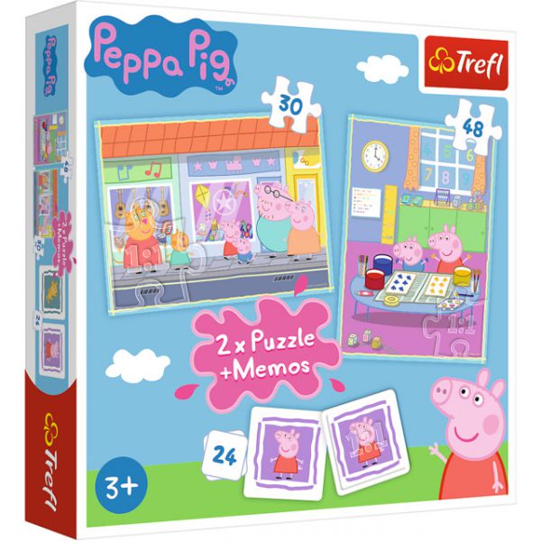 2 Puzzle in 1 + Memos - Peppa Pig: Peppa&#39;s Day