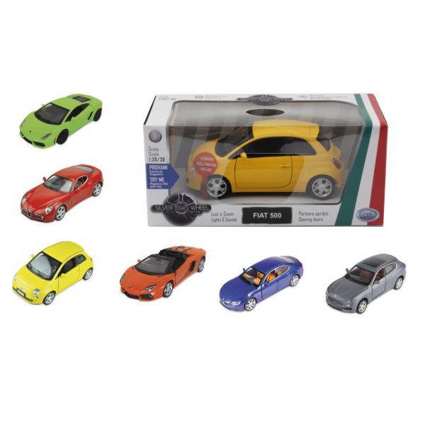 Silver Wheel - Italian cars in die cast sc.1: 28-1: 32, lights and sounds, with breech loading, doors, bonnet and trunk can be opened
