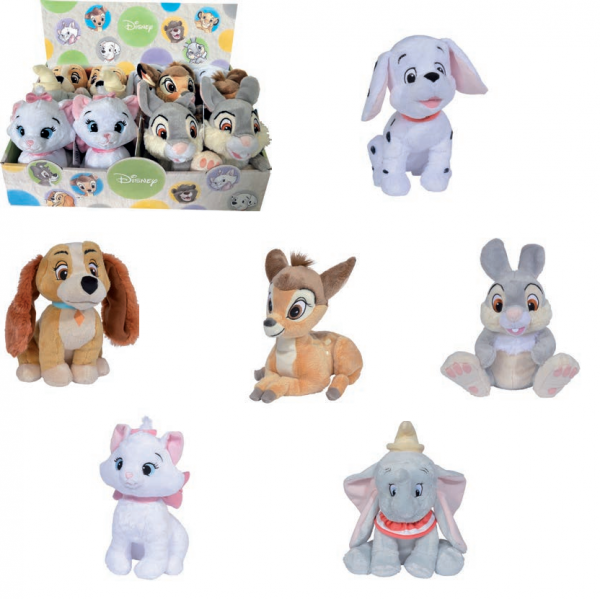 Classic Animals characters 20 cm - 6 asst (Bambi, Dumbo, Minou, Thippete, Lilly, Dalmatian) in display 6pcs