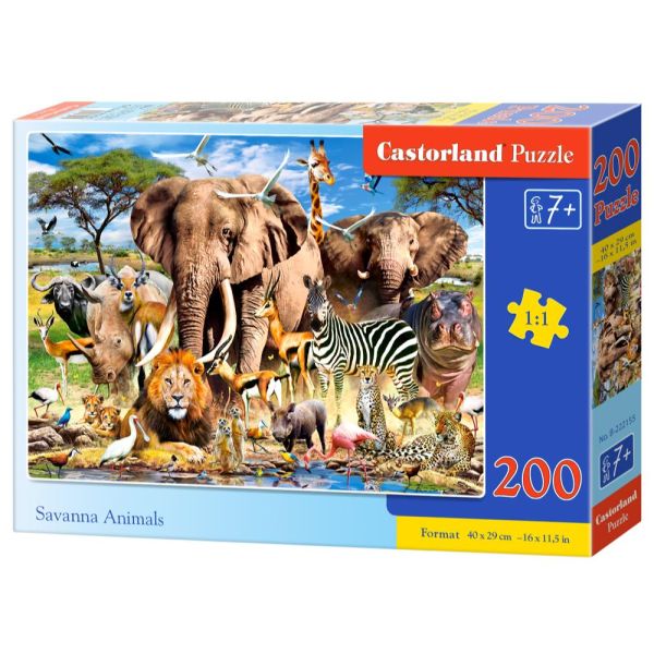 Puzzle da 200 Pezzi - Animali della Savana