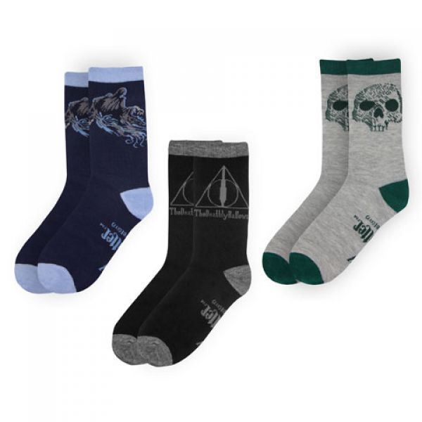 Harry Potter - Set 3 Pairs of One Size Socks The Deathly Hallows