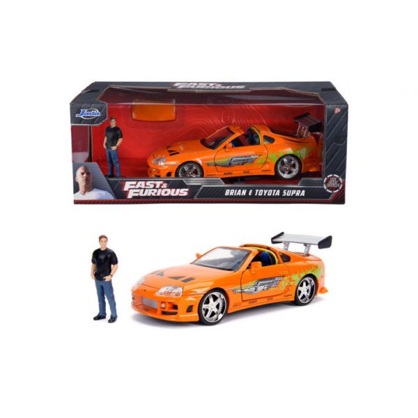 Fast &amp; Furious 1995 Toyota Supra 1:24 scale die-cast, with figure, freewheeling action, opening parts
