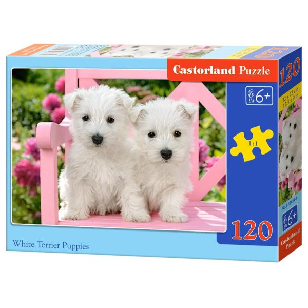 Puzzle da 120 Pezzi - Cuccioli di Terrier Bianco