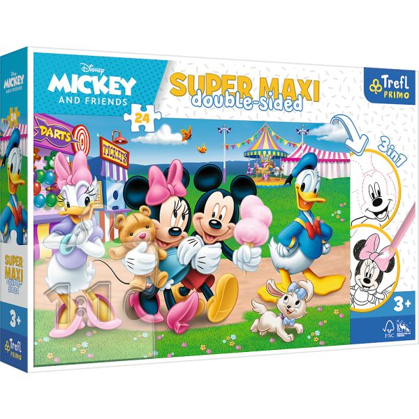 Puzzle - "24 SUPER MAXI" - Mickey at the fairground / Disney Standard Characters