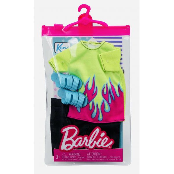 Barbie - Maglietta Verde con Fiamme e Pantaloni Neri