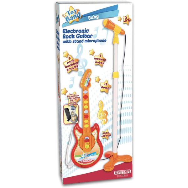 Baby rock guitar with stage microphone
