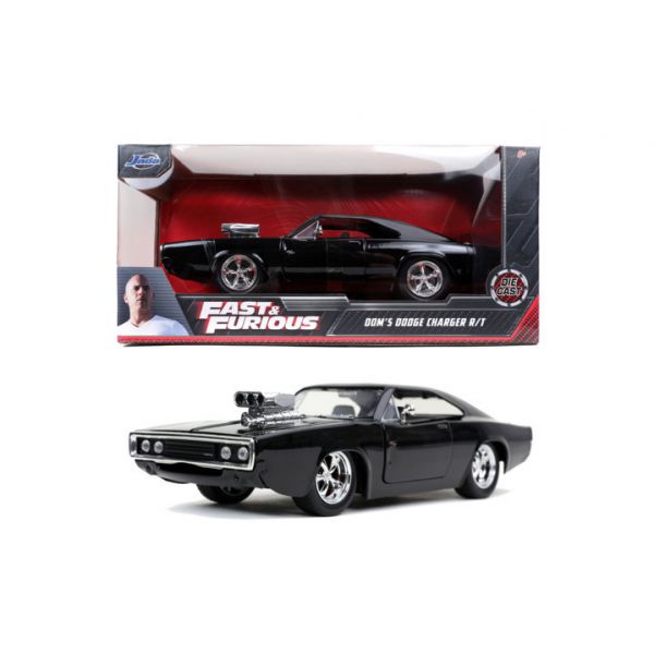 Fast &amp; Furious 1970 Dodge Charger Street 1:24 Scale Die-Cast, Freewheel Operation, Opening Parts