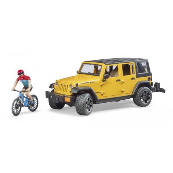  Jeep Wrangler Rubicon Unlimited con mountain bike e ciclista