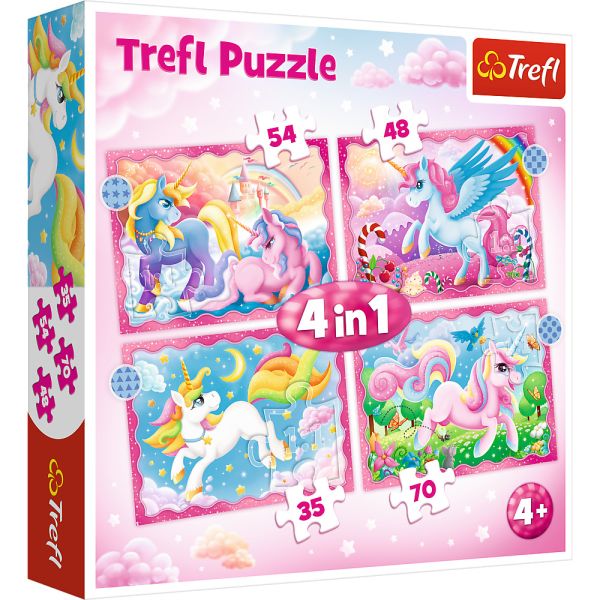 Puzzles - "4in1" - Unicorns and magic / Trefl