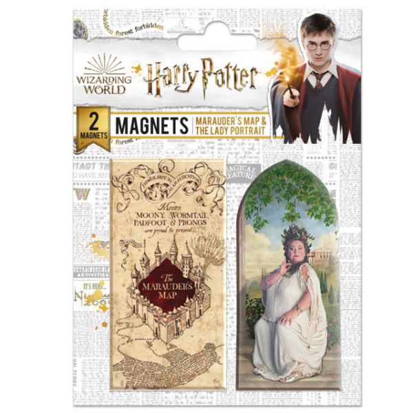 Harry Potter - Set 2 Magnets: Marauder&#39;s Map and Fat Lady